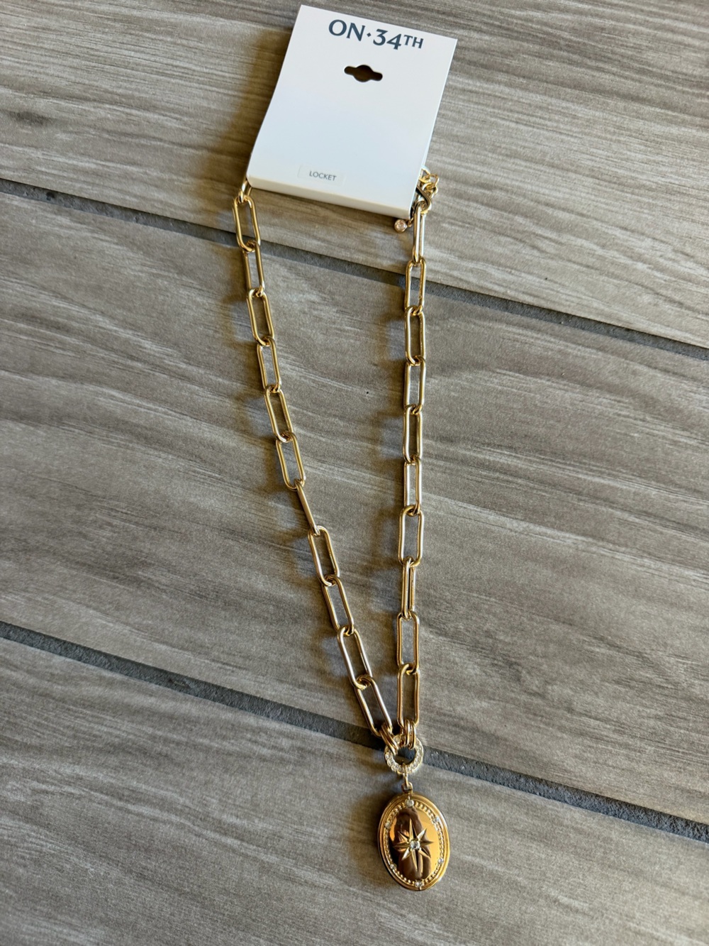 New Gold Paperclip locker Chain Necklace